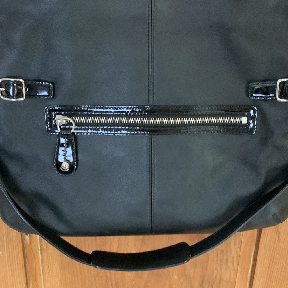 Coach Bonnie black leather fold-over shoulder satchel bag - Picture 2 of 10
